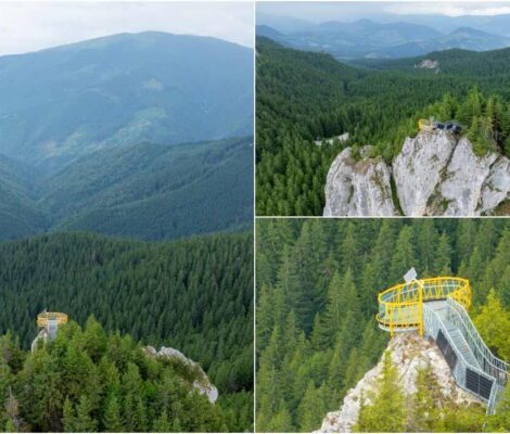 Atracție turistică în Piatra Şoimului din Masivul Rarău